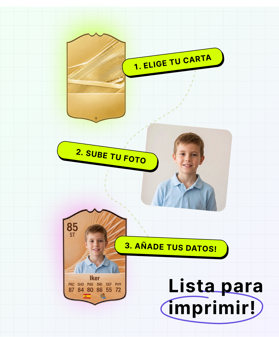 Editor online para crear una carta de fútbol personalizada estilo FIFA en CardsGoat